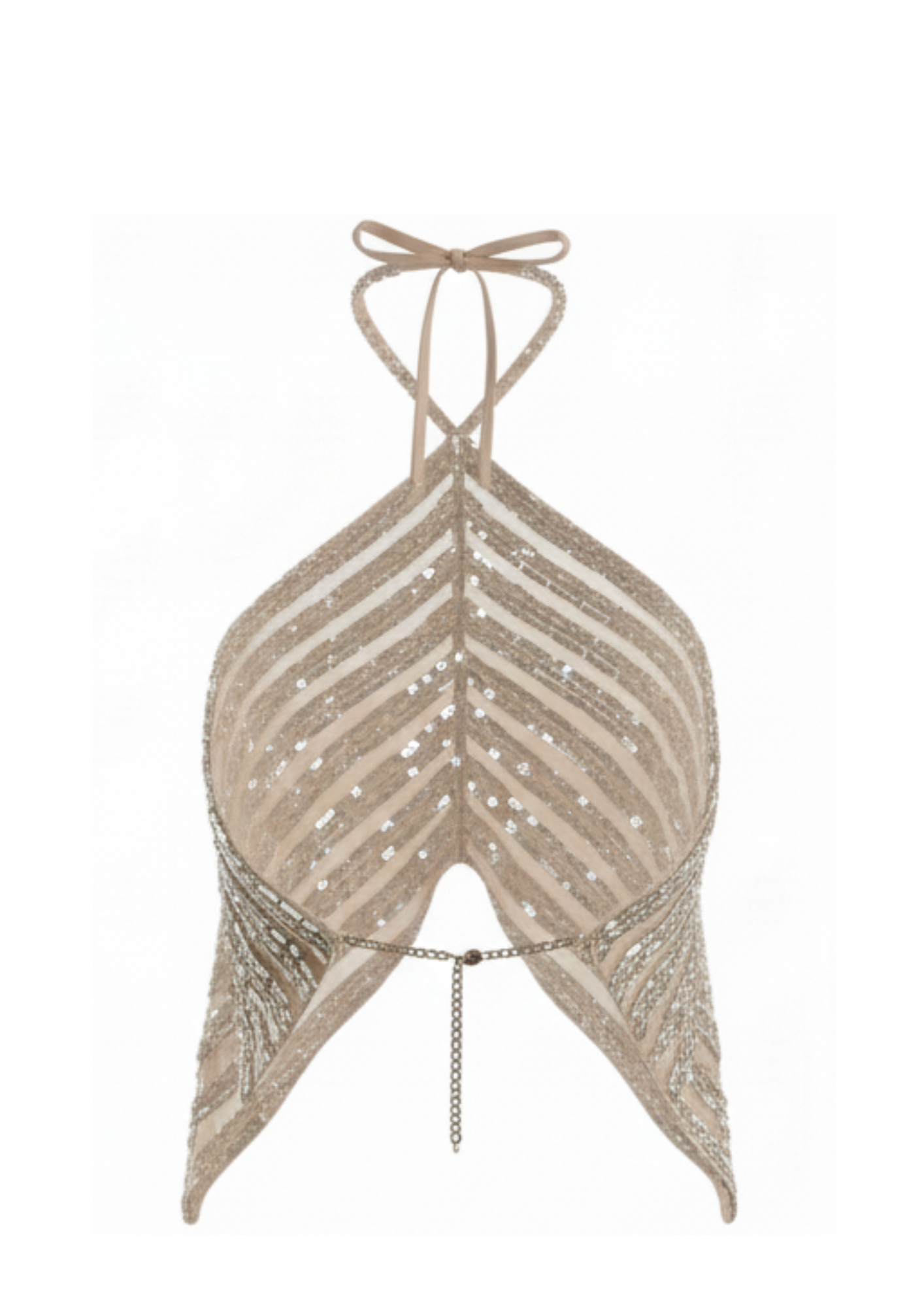 Top Prisma Frente Única Bordado Á Mão Prata