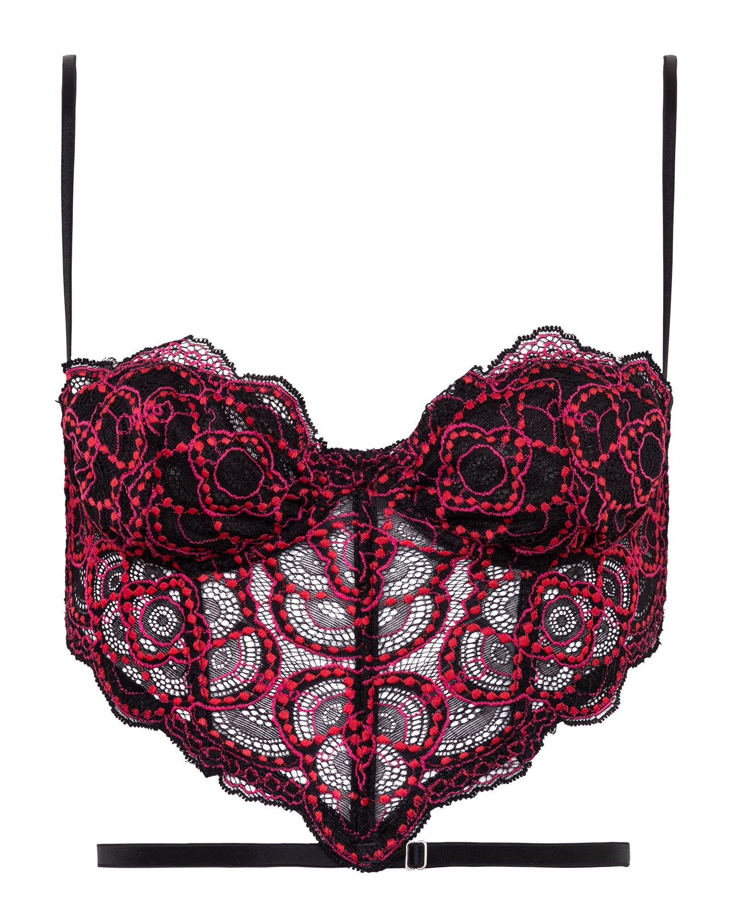 Corset De Renda Com Abertura Lateral Tricolor