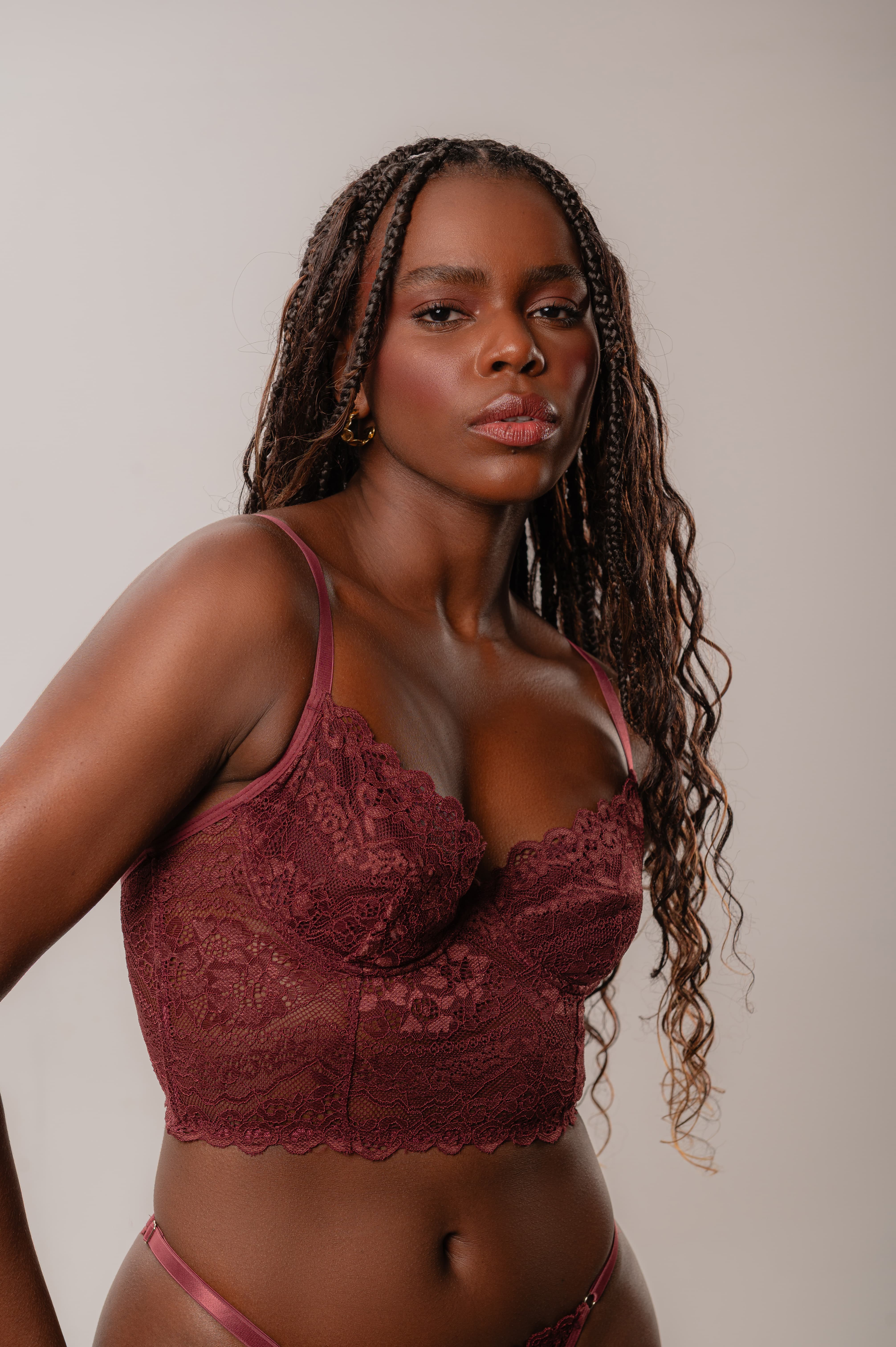 Corset Com Aro Em Renda Bordô Helena