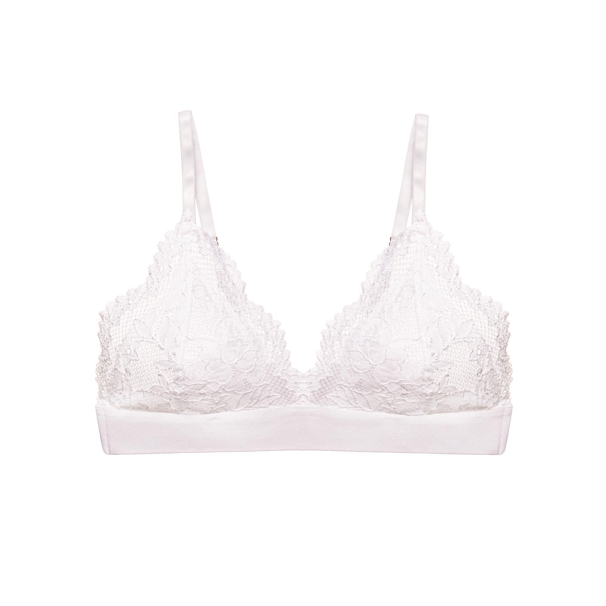Sutiã Top Triângulo Em Renda Com Cós De Elástico Branco Bia