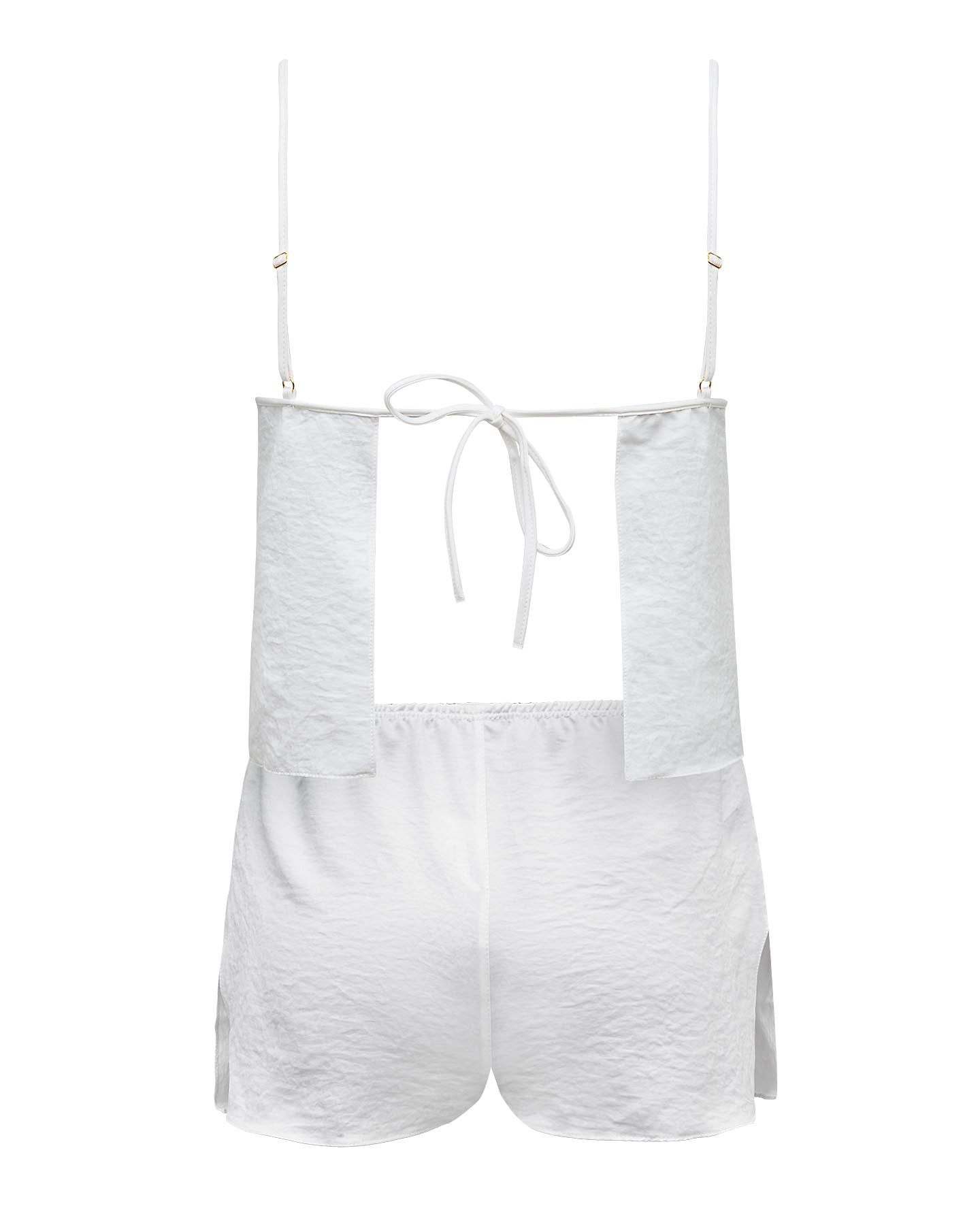 Shortdoll Alças Finas Em Cetim De Seda Com Amarração Essencial Off