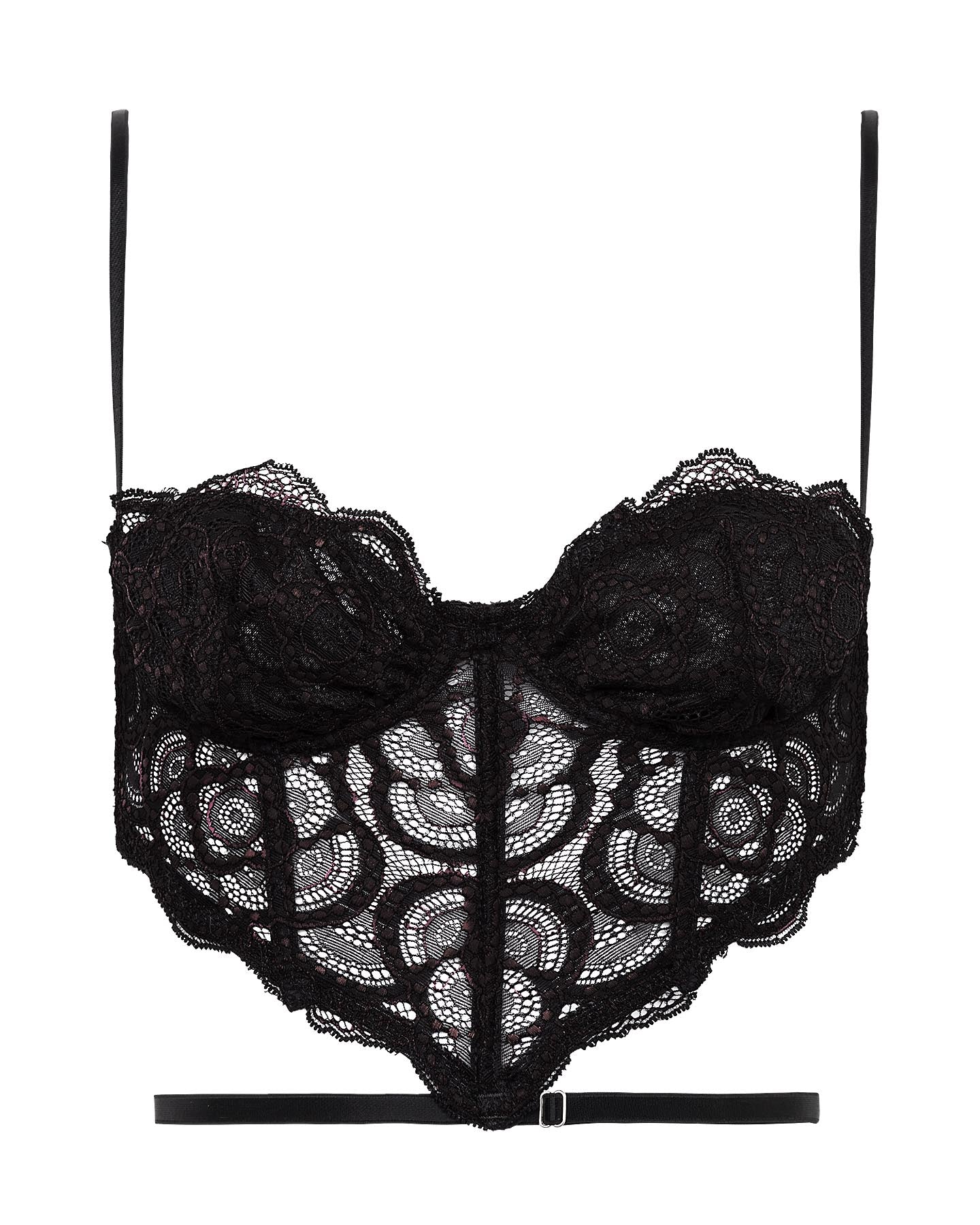 Corset De Renda Com Abertura Lateral Preto