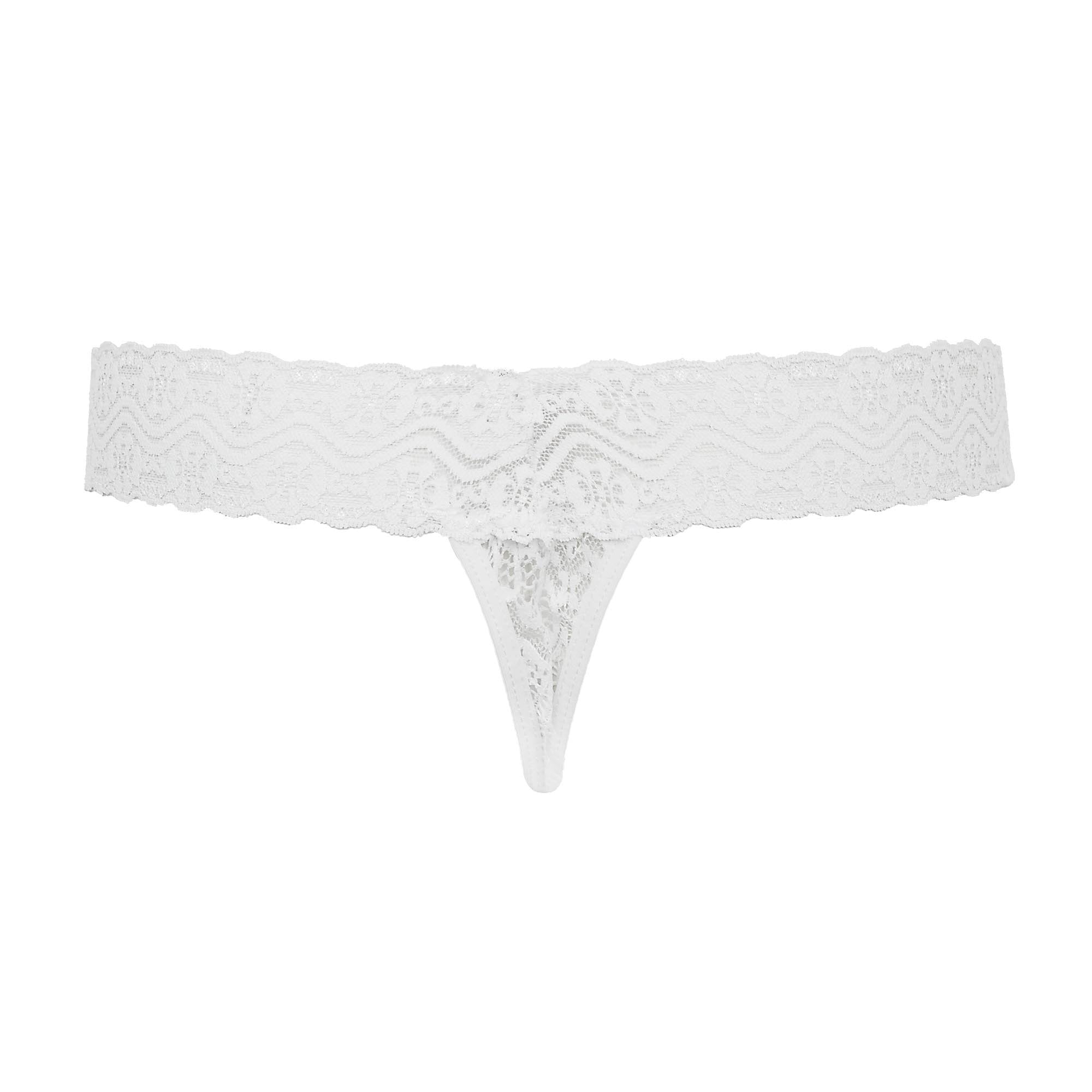 Calcinha Fio Dental Em Renda Branco Uiara