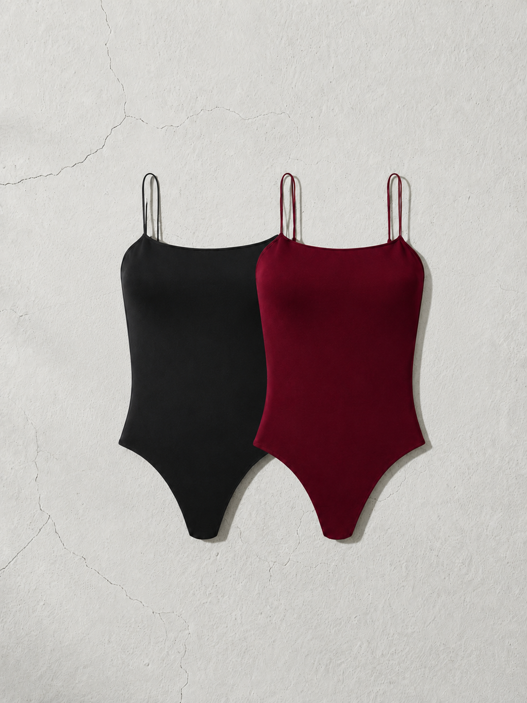 Combo 2 Bodies Alças Finas Essenciais — Bordô e Preto