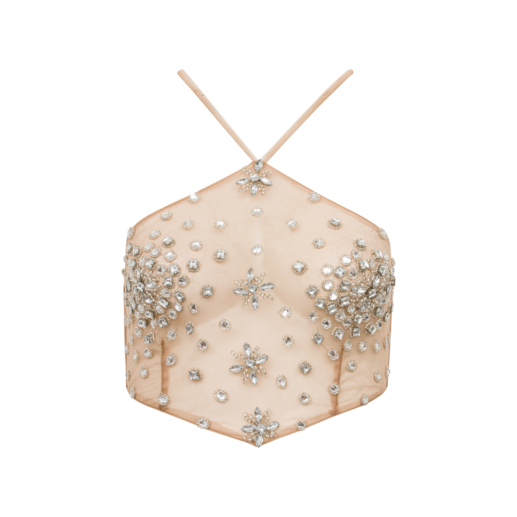 Top Frente Única Bordado Nude