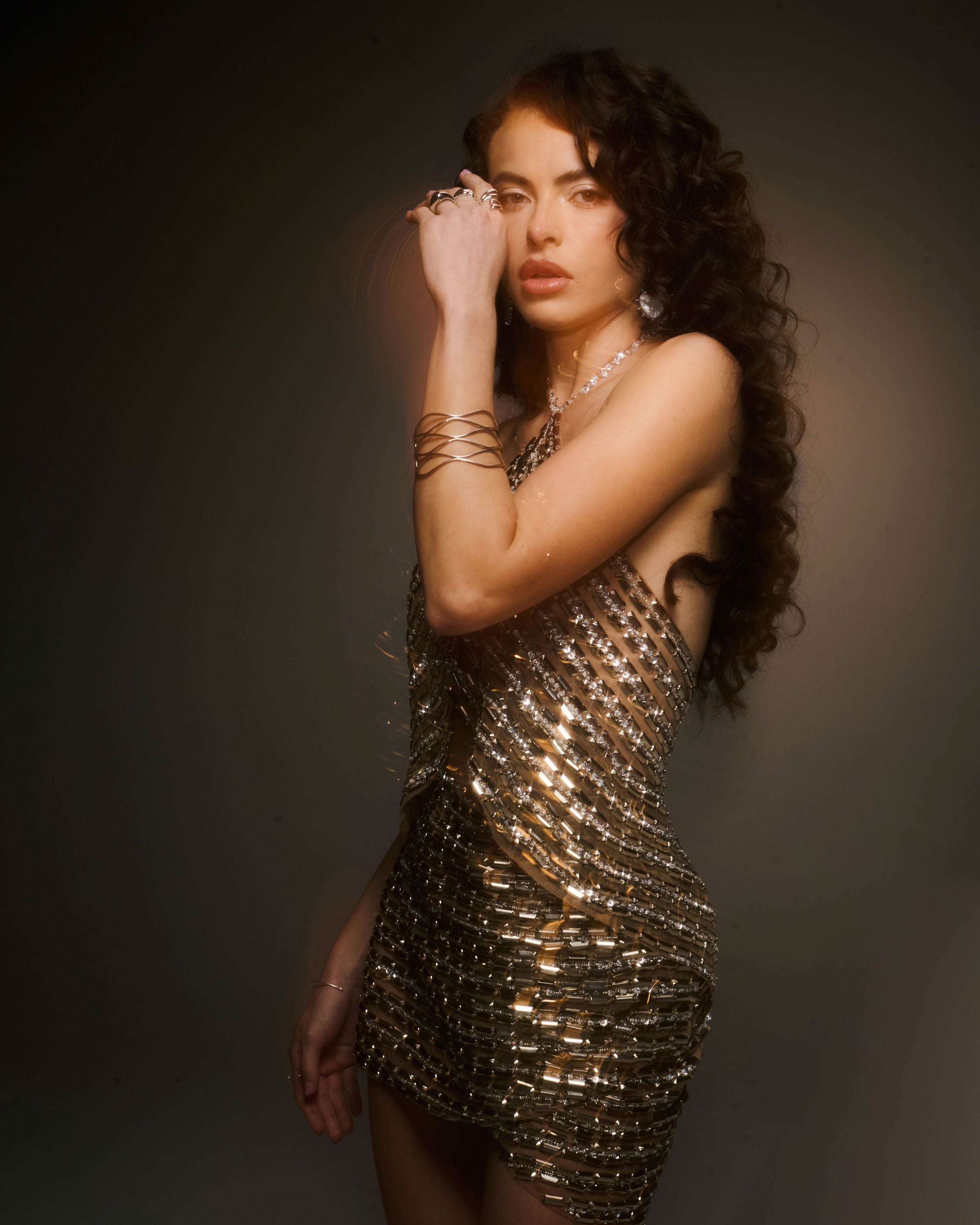 Top Prisma Frente Única Bordado Á Mão Prata