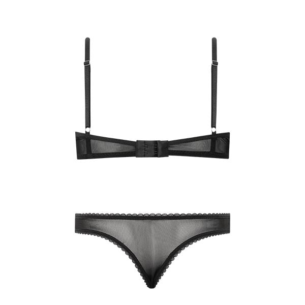 Conjunto Em Renda E Tule De Sutiã Com Aro E Calcinha Fio Dental Frida Tricolor