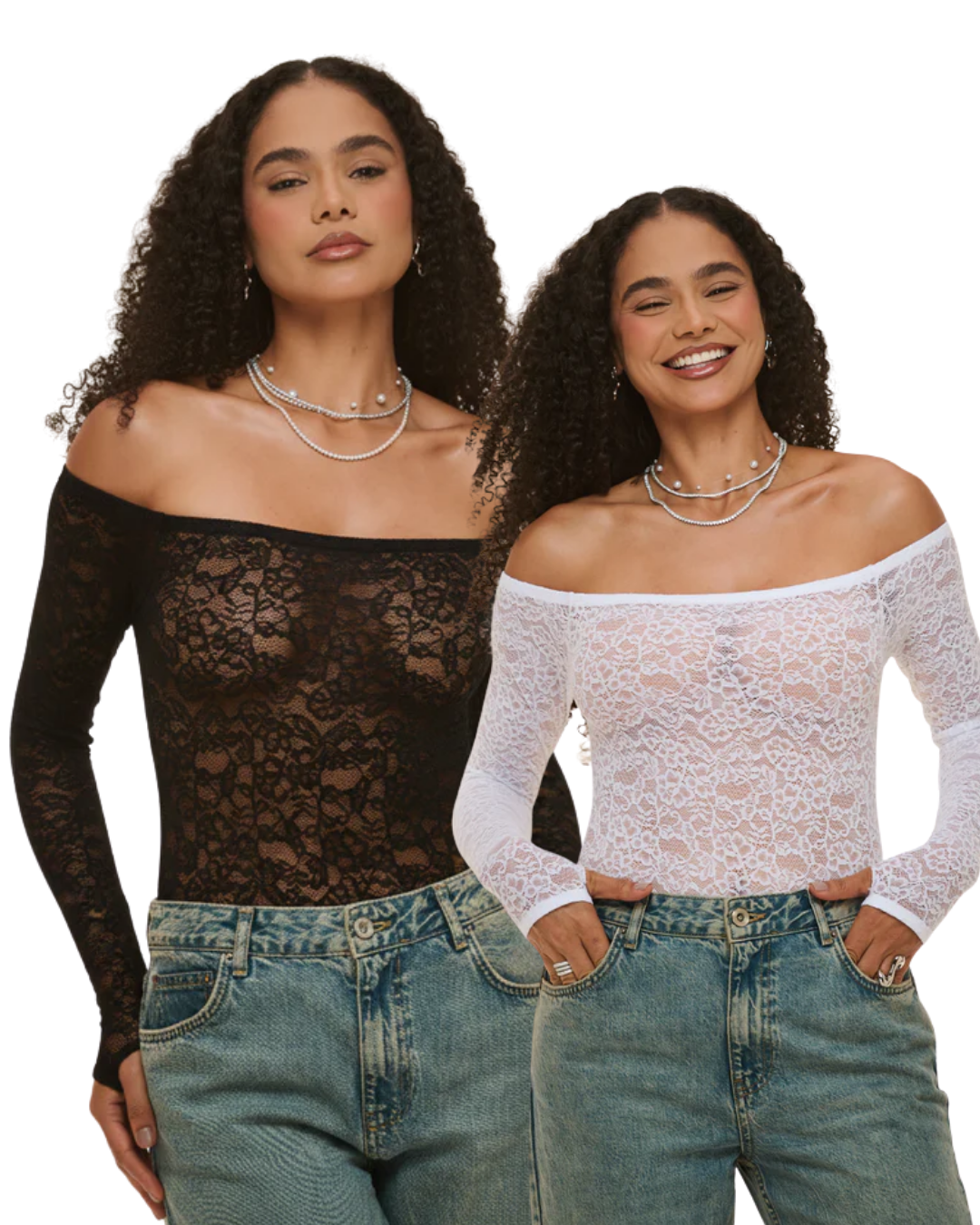 Combo Bodys Manga Longa Em Renda