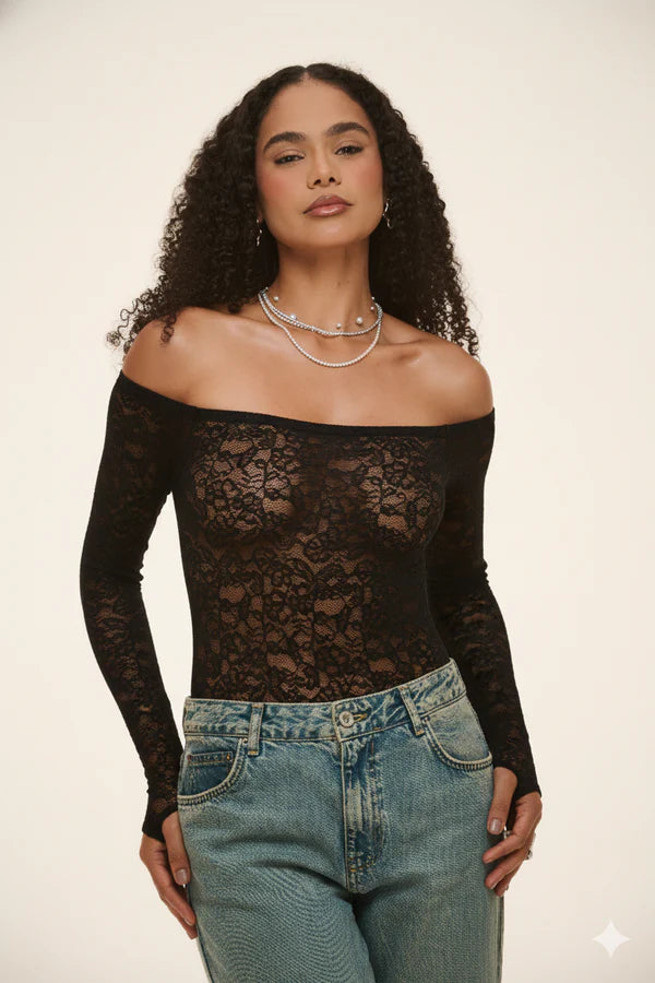 Combo Bodys Manga Longa Em Renda