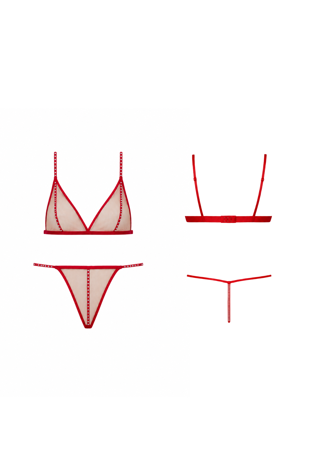 Conjunto Em Tule Com Detalhes Em Hot Fix Deborah Vermelho