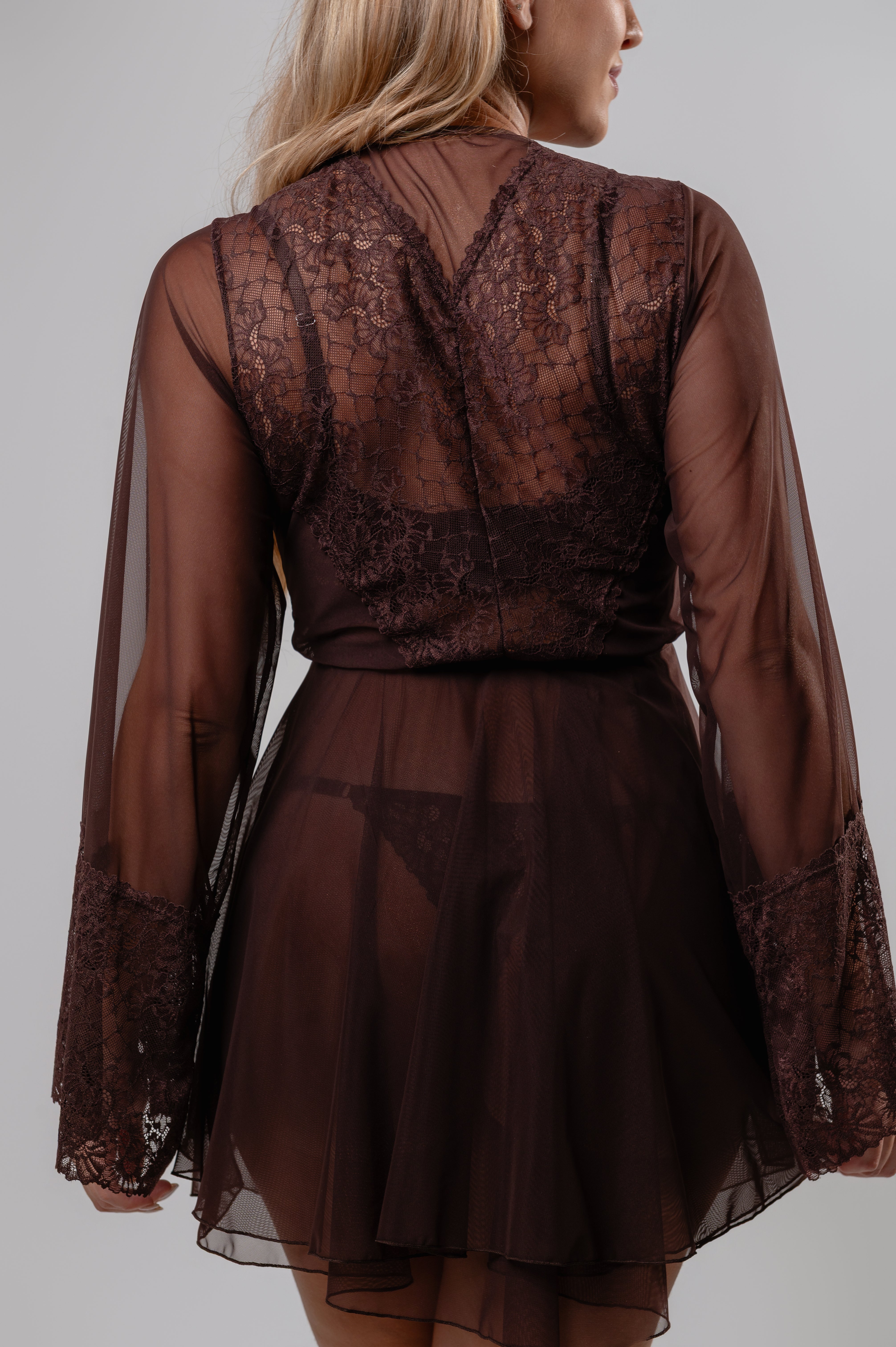 Combo Camisola + Robe Marrom Café Cápsula Espresso