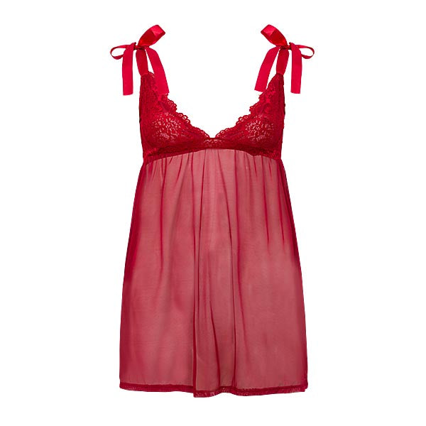 Camisola em Renda e Tule Vermelho Segredo