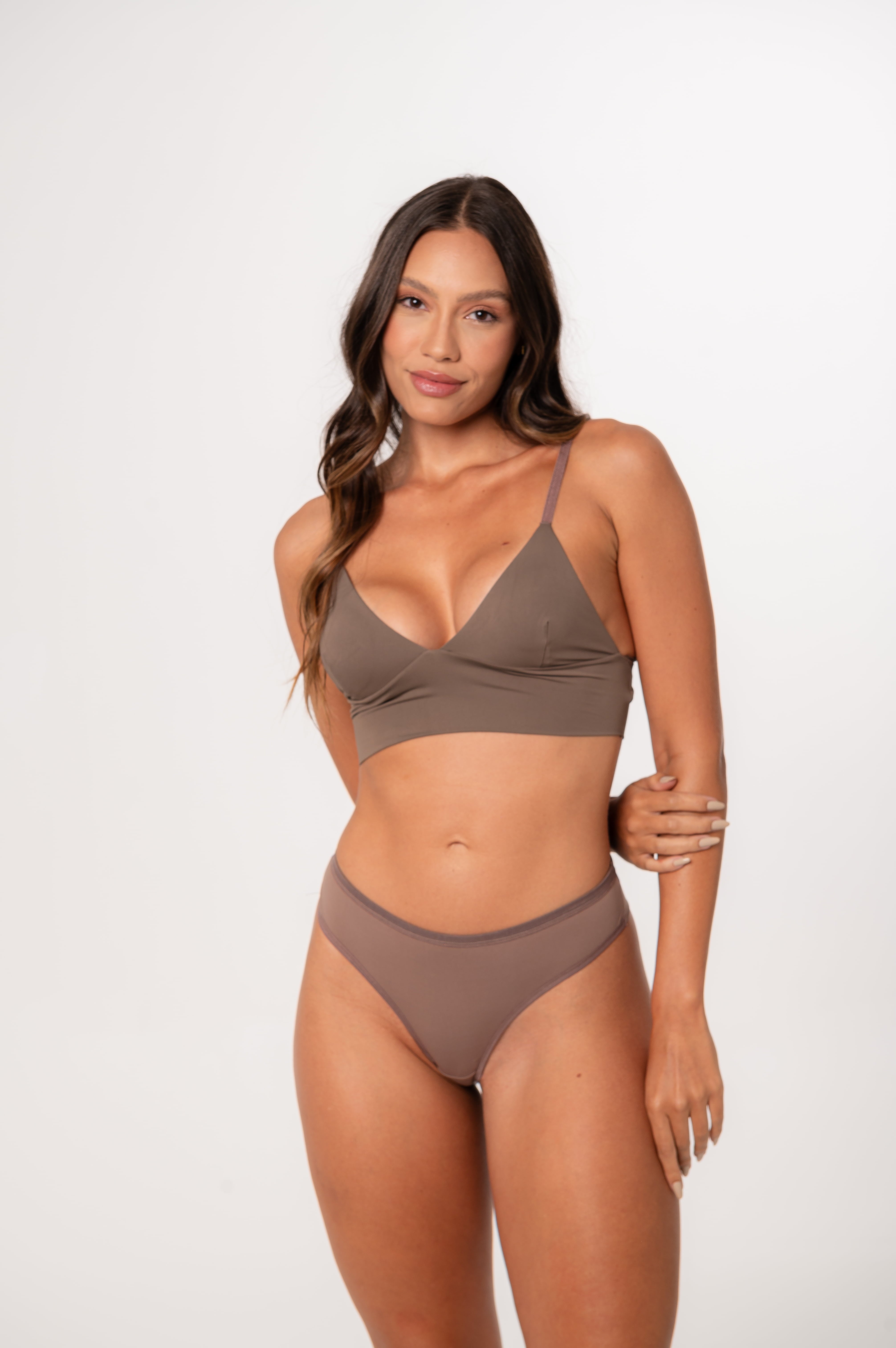 Top Triângulo Microfibra Marcela Chocolate