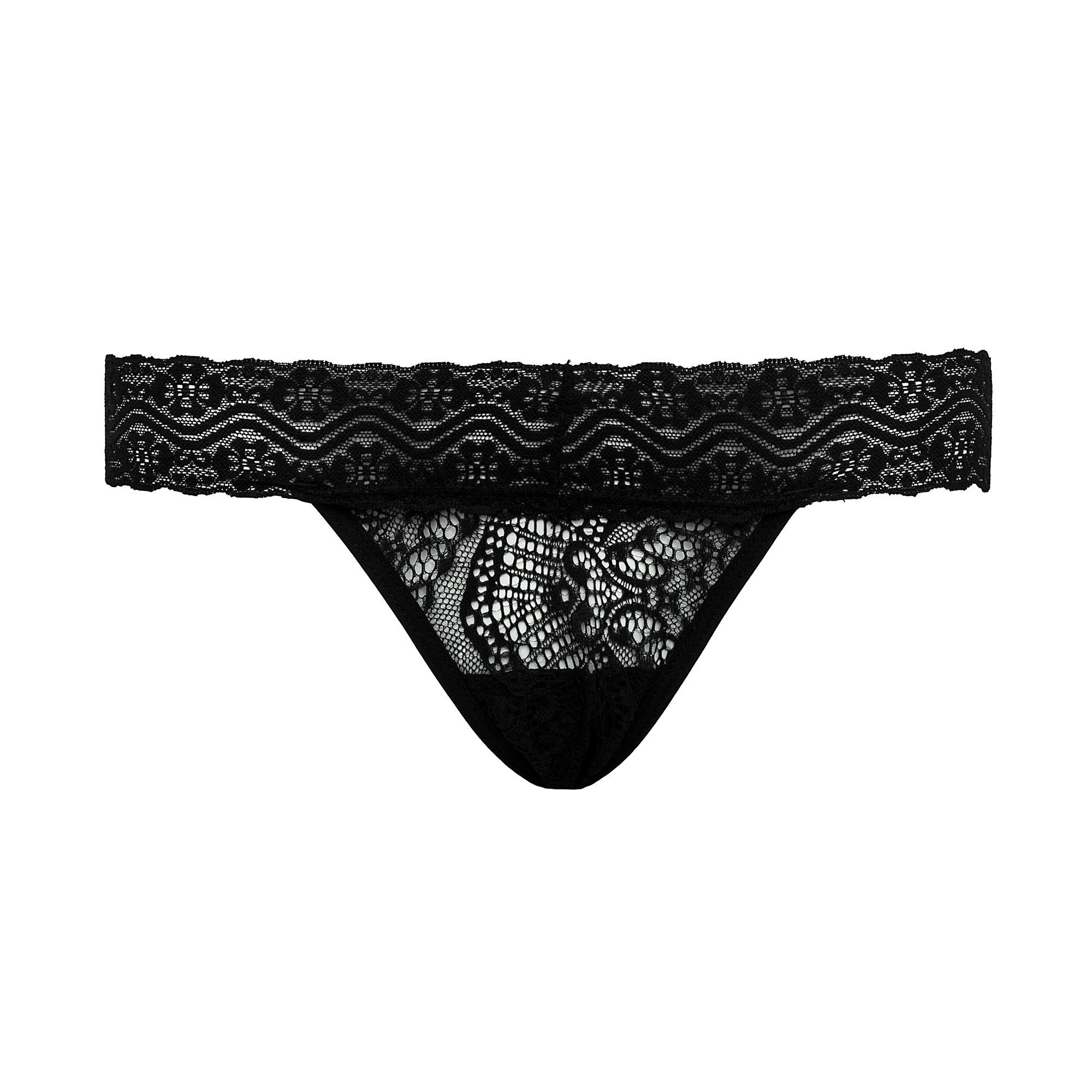 Calcinha Fio Dental Em Renda Preto Uiara