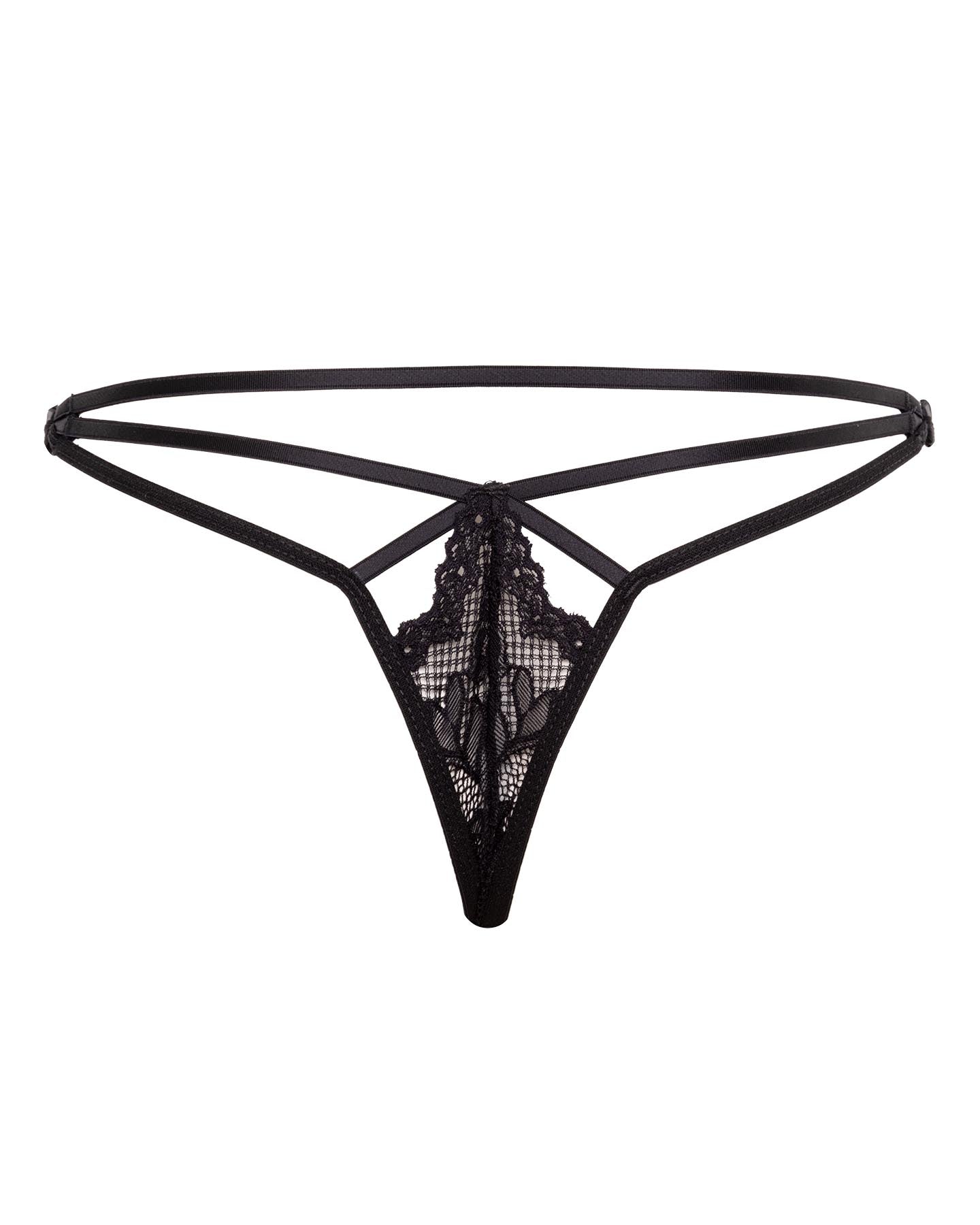 Calcinha Sedução Recortes E Tiras Em Renda Preto