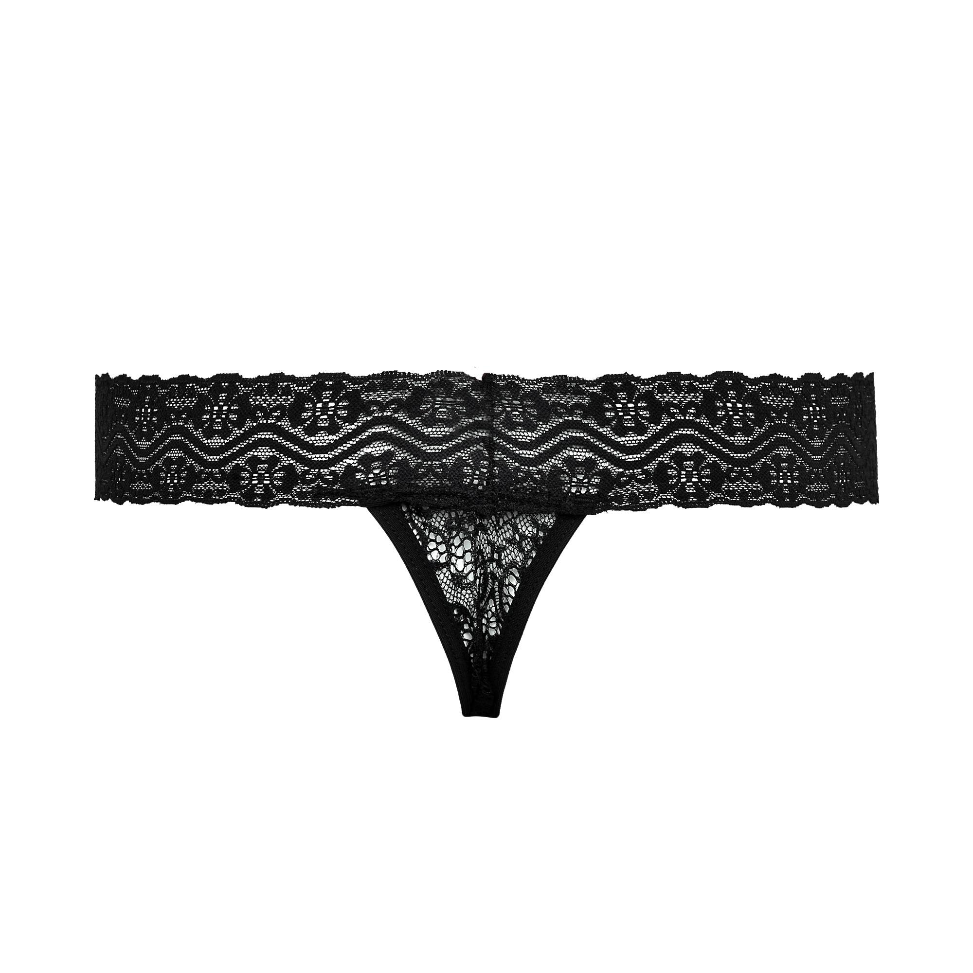 Calcinha Fio Dental Em Renda Preto Uiara