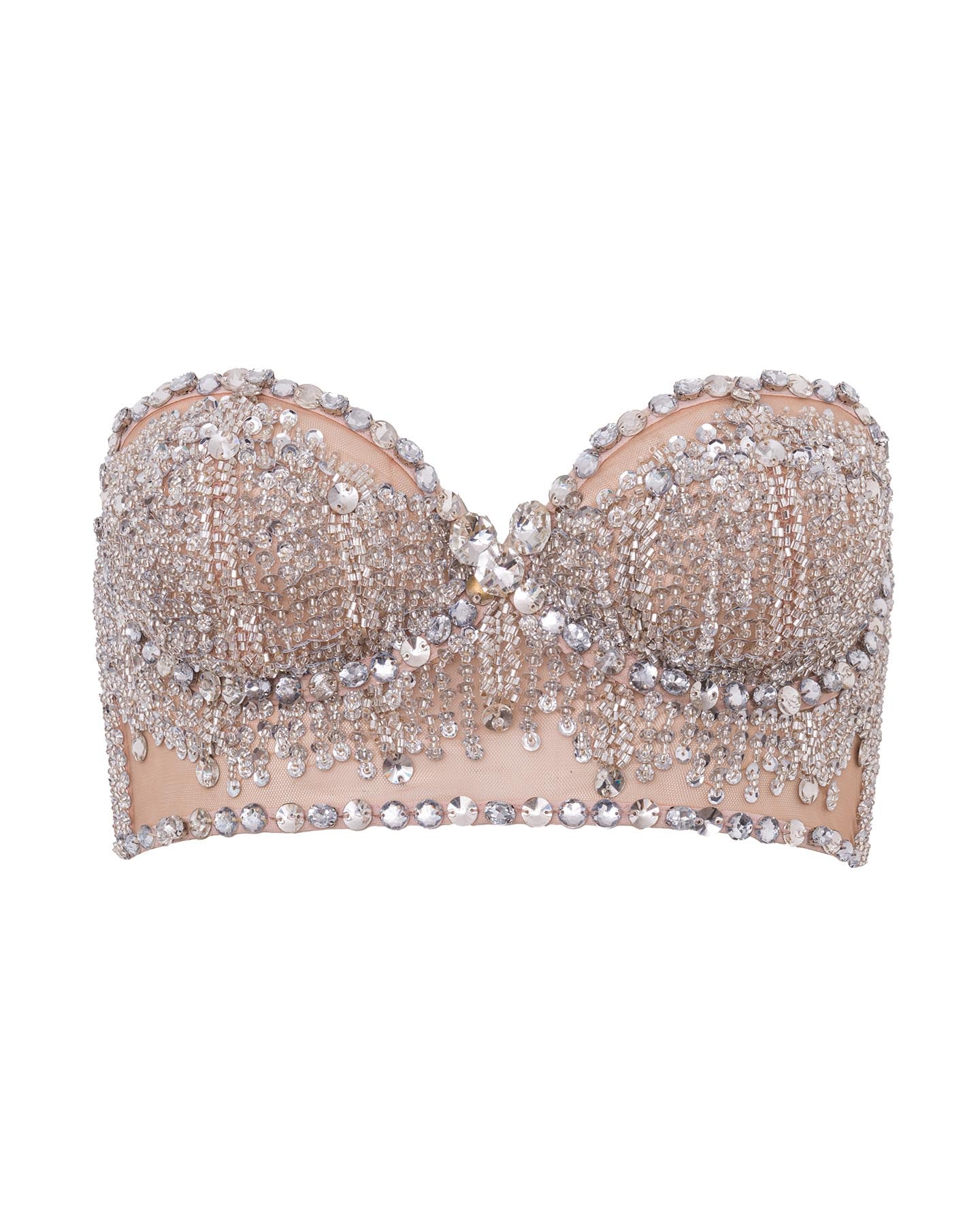 Top Tomara que Caia Stella Bordado Prata