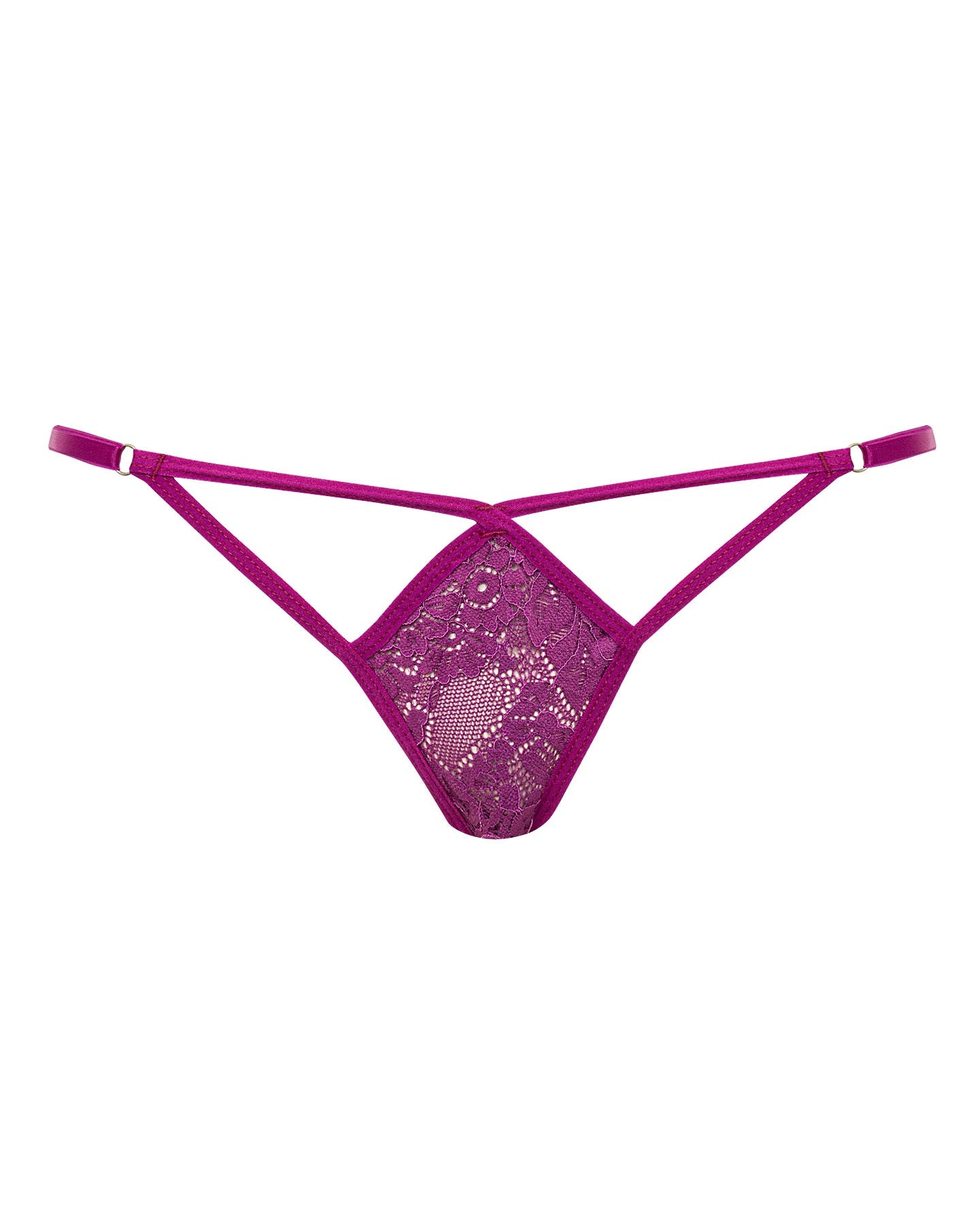 Calcinha Fio Dental Em Renda Com Recorte Frontal Roxo Meg