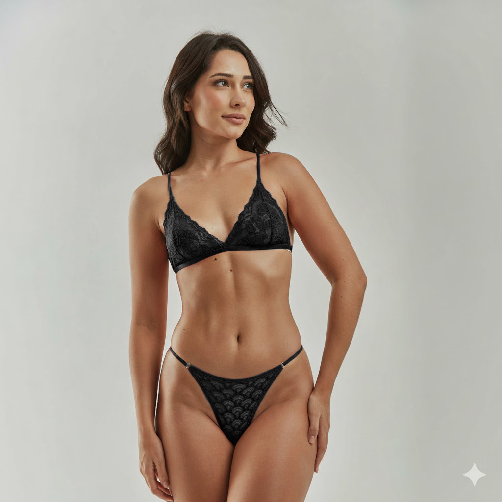 Kit 3 Calcinhas Regulagem Em Renda Preto, Branco e Vermelho