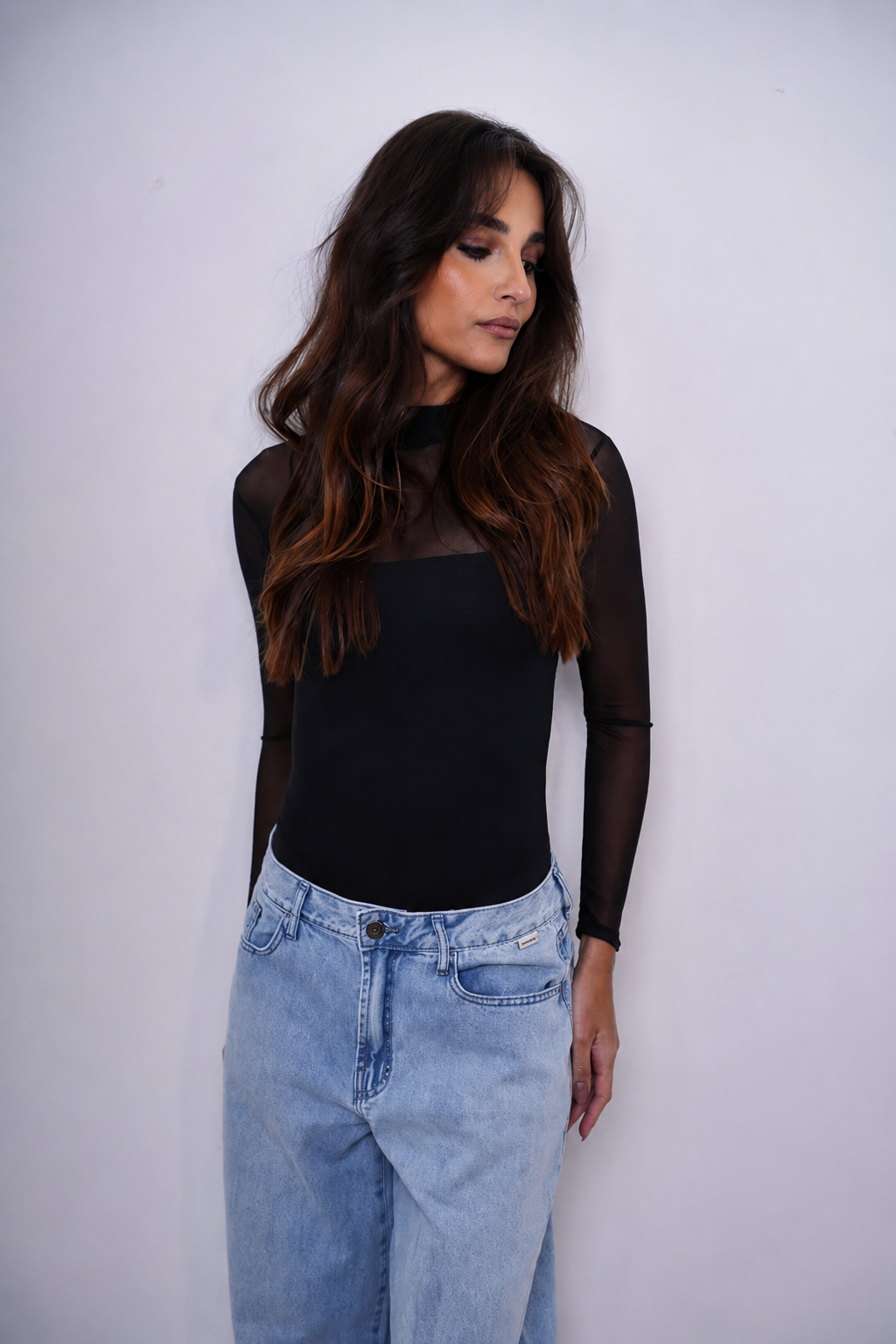 Body Alças Finas Preto + Body Noite Manga Longa Preto