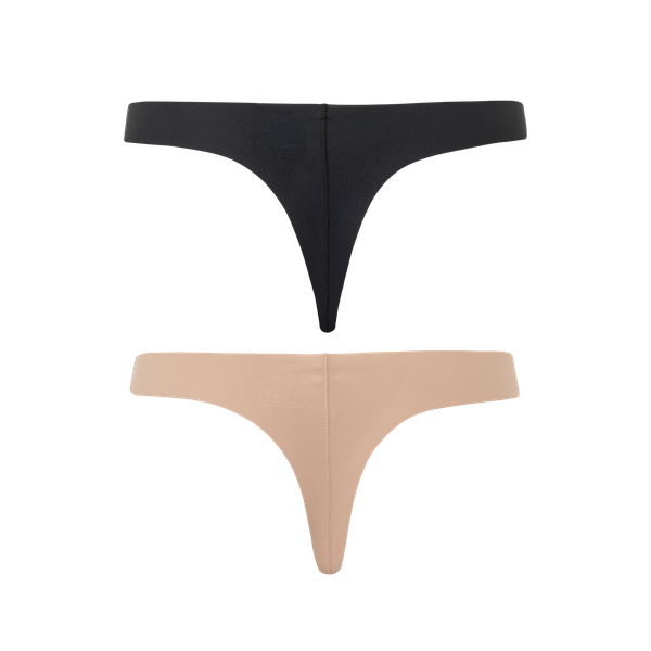 Kit 4 Calcinhas Invisíveis Fio Dental sem Costura Nude e Preto