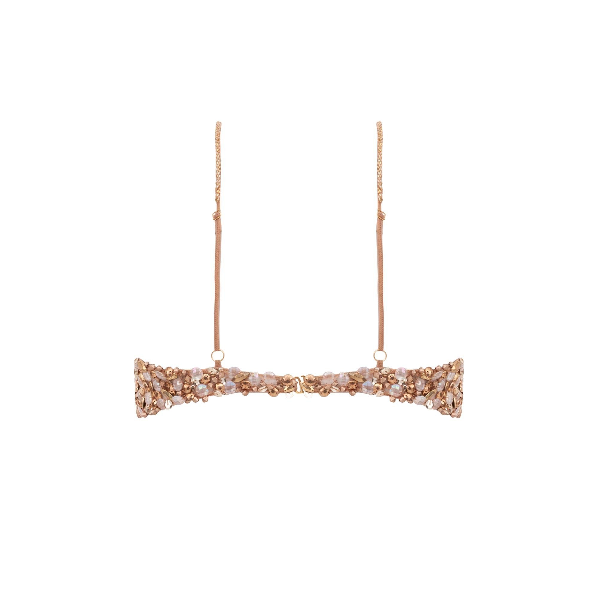 Top Reto Bordado À Mão Dourado