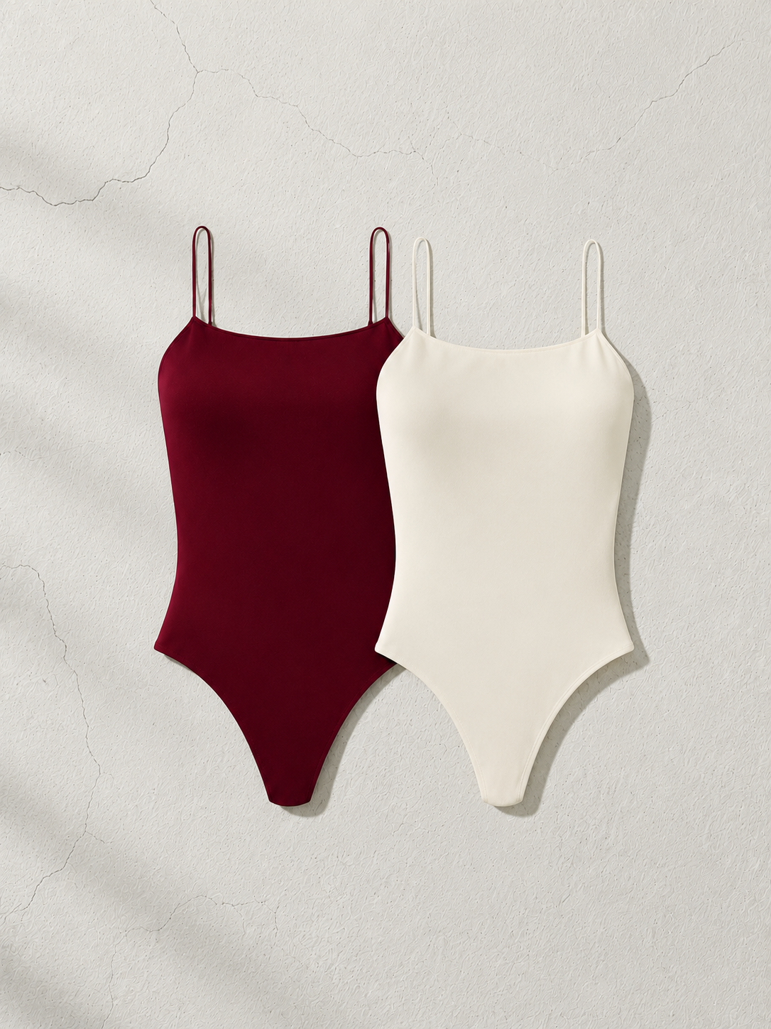 Combo 2 Bodies Alças Finas Essenciais — Bordô e Off White
