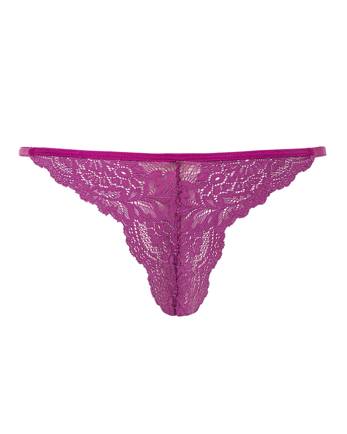 Calcinha Fio Dental Em Renda Com Recorte Frontal Roxo Meg