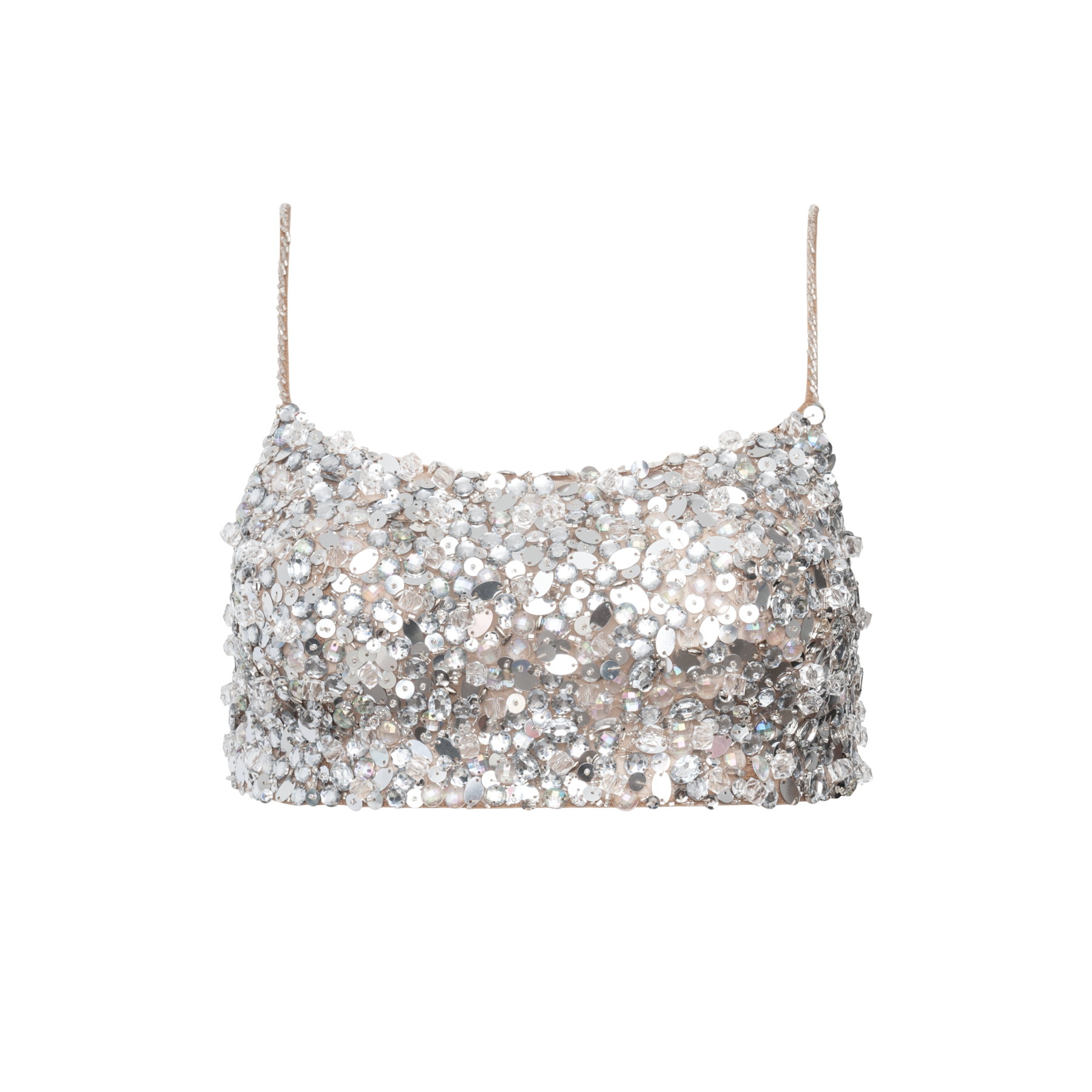 Top Reto Bordado À Mão Prata