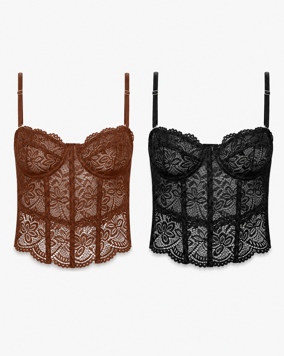 Combo 2 Corsets Serena — Preto e Marrom