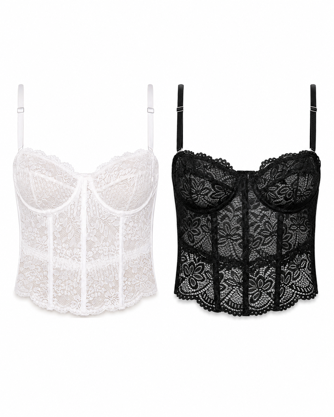 Combo 2 Corsets Serena — Preto e Off White