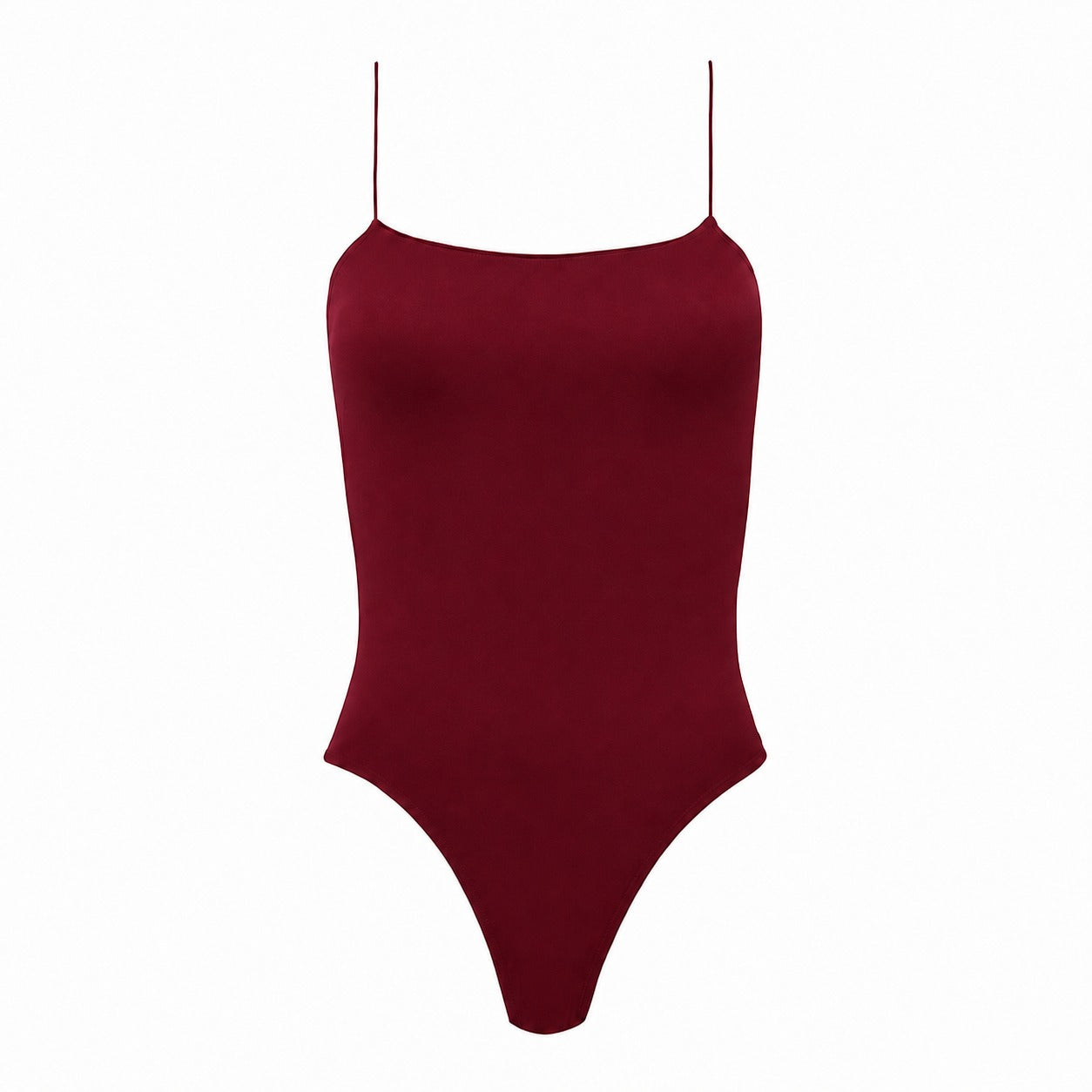 Body Alças Finas Decote Reto Microfibra Bordô