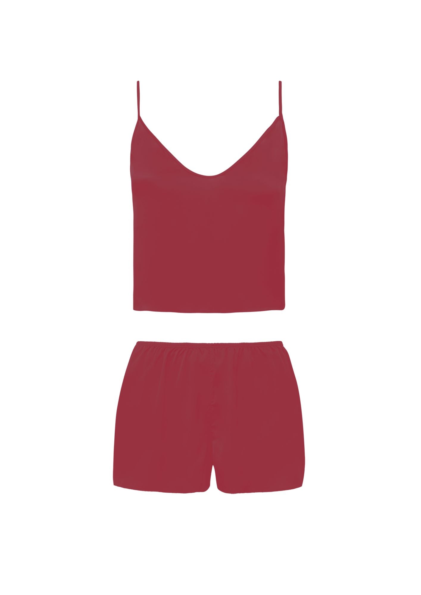 Shortdoll Alças Finas Em Cetim De Seda Com Amarração Essencial Vermelho