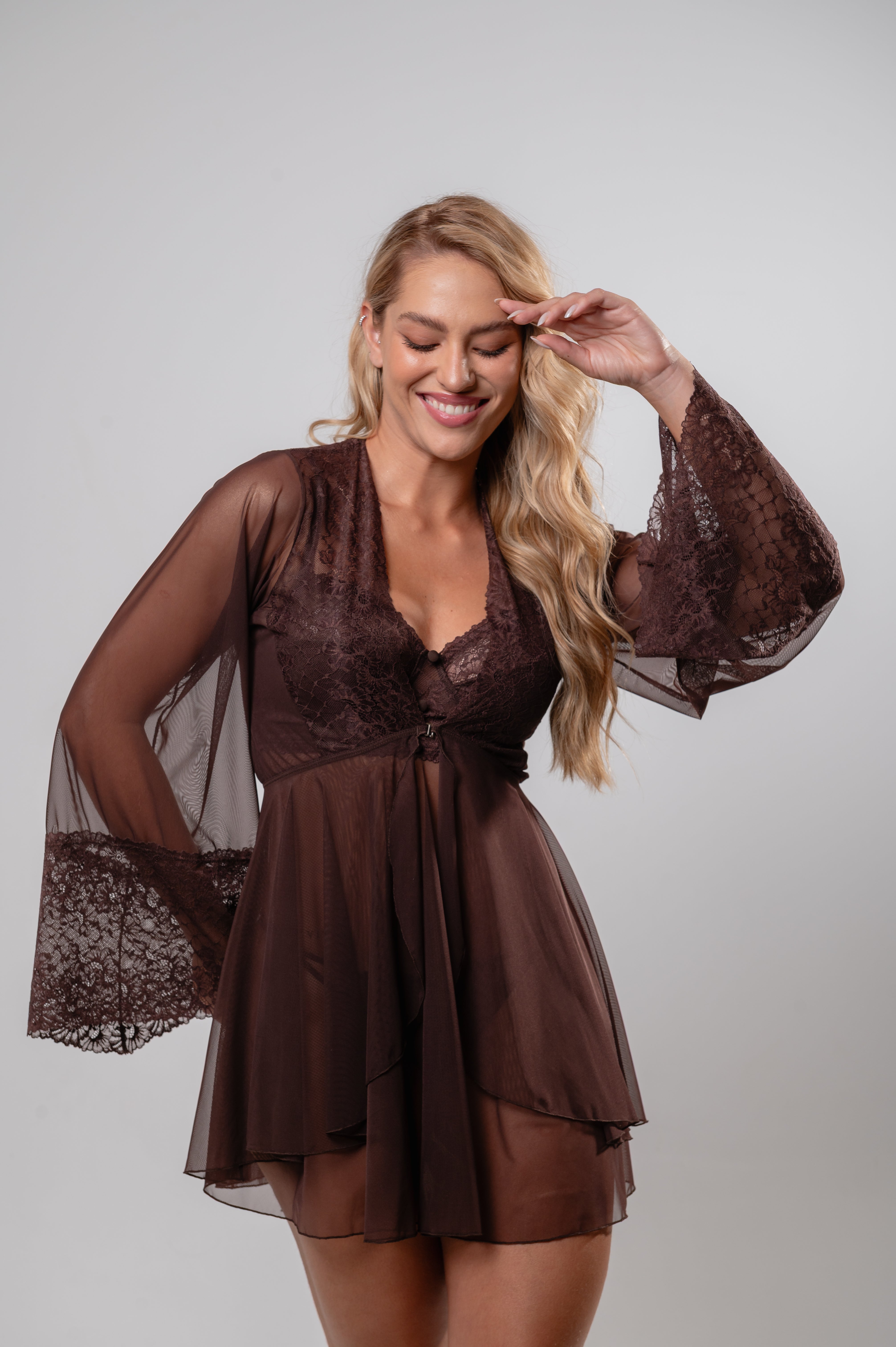 Combo Conjunto + Robe Marrom Café Cápsula Espresso