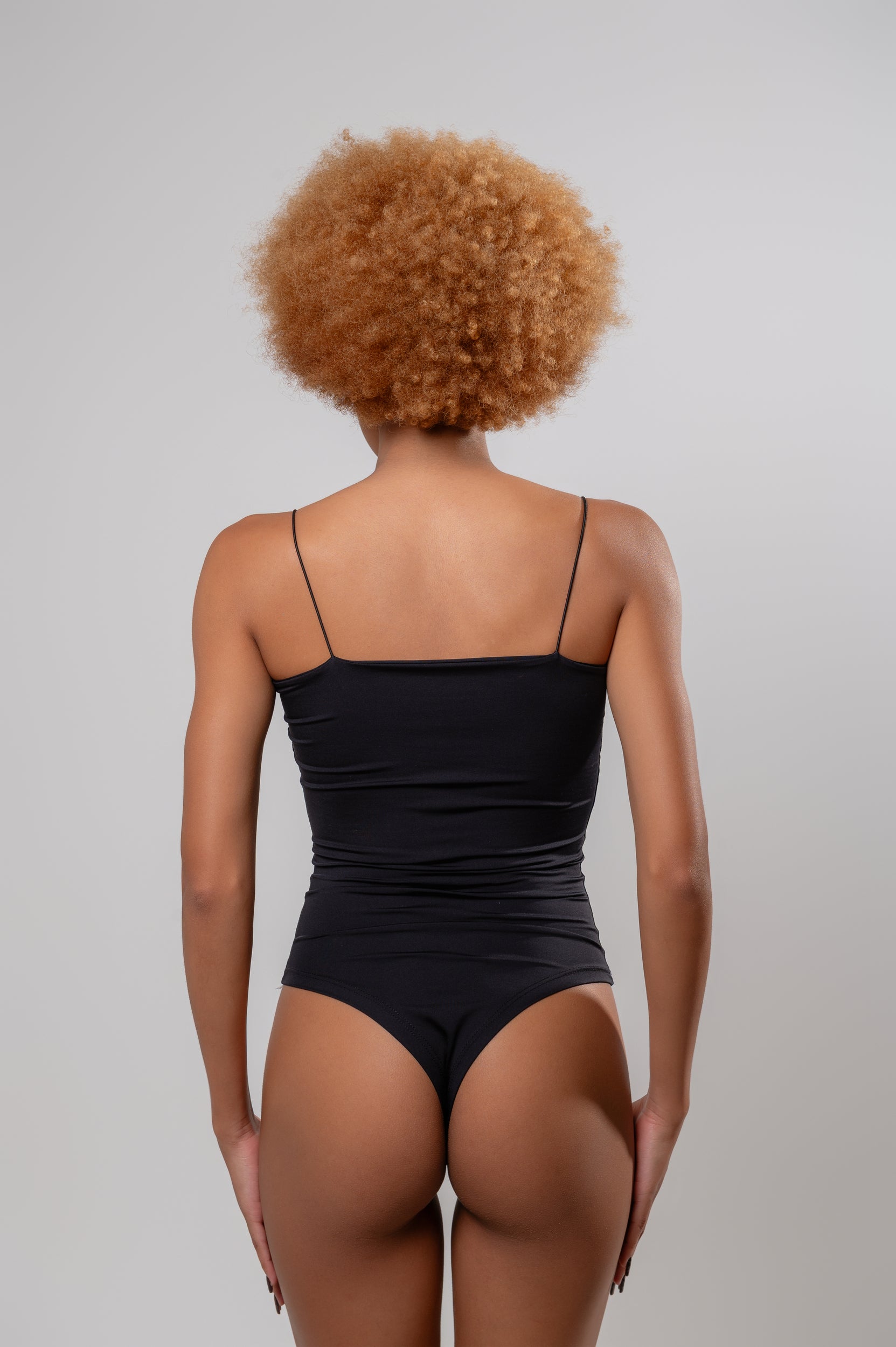 Body Alças Finas Decote Reto Microfibra Preto