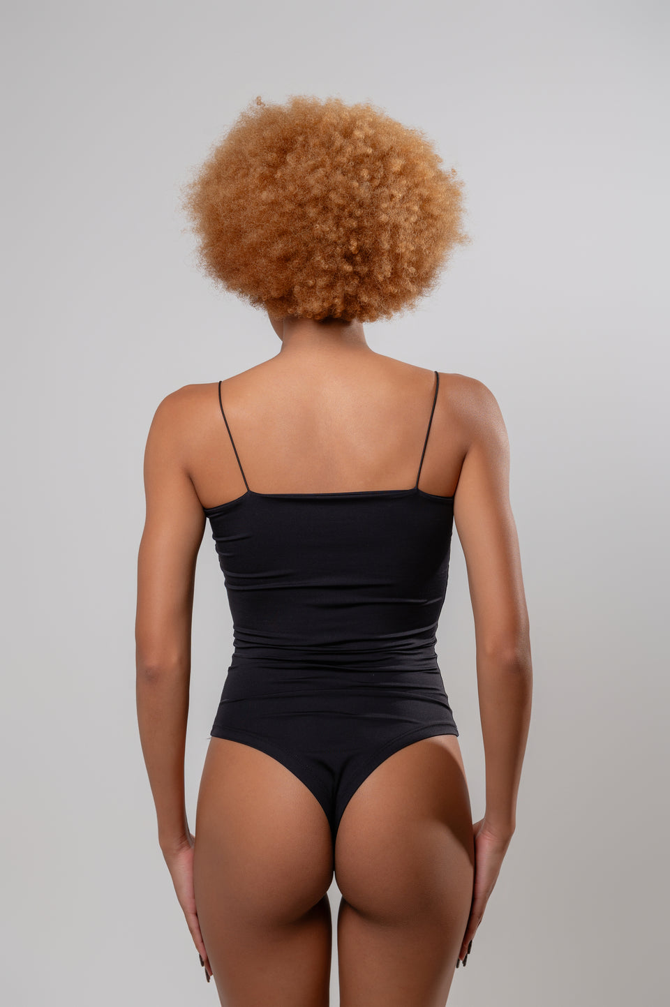 Body Alças Finas Decote Reto Microfibra Preto