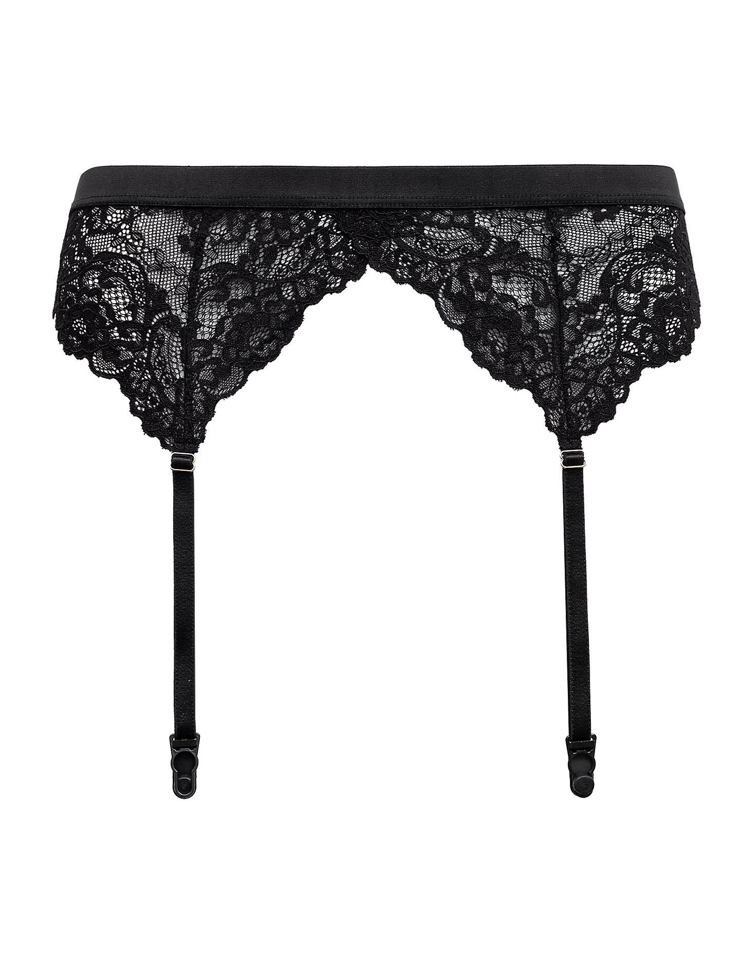 Cinta Liga Em Renda Intimidade Preto