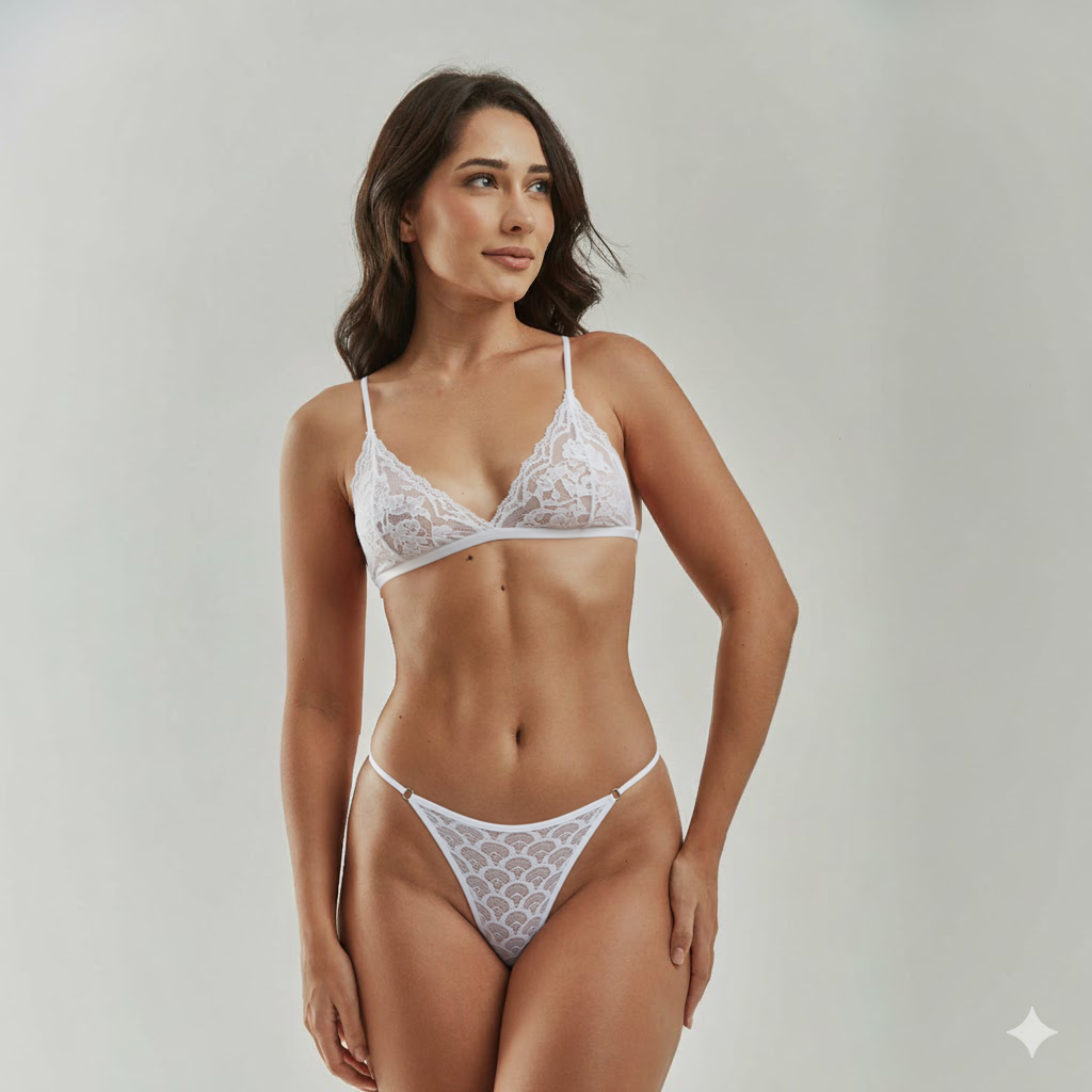 Kit 3 Calcinhas Regulagem Em Renda Preto, Branco e Vermelho