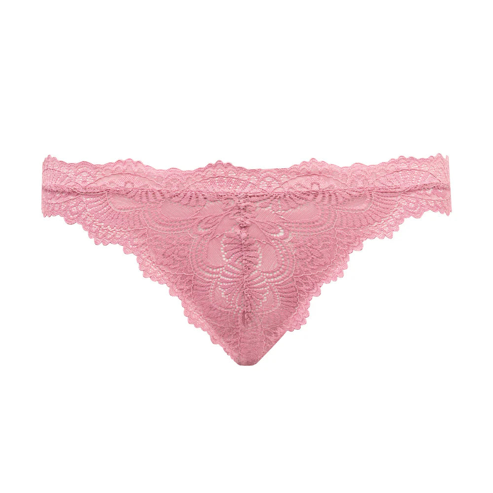 Kit 3 Calcinhas Fio Dental Em Renda Lucia Rosa, Nude e Branco.