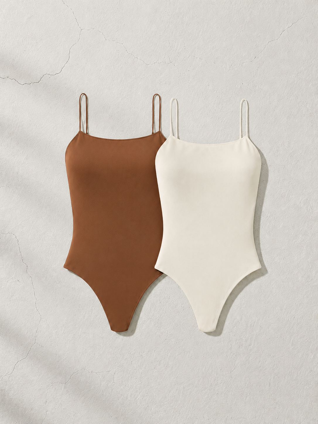 Combo 2 Bodies Alças Finas Essenciais — Marrom e Off White