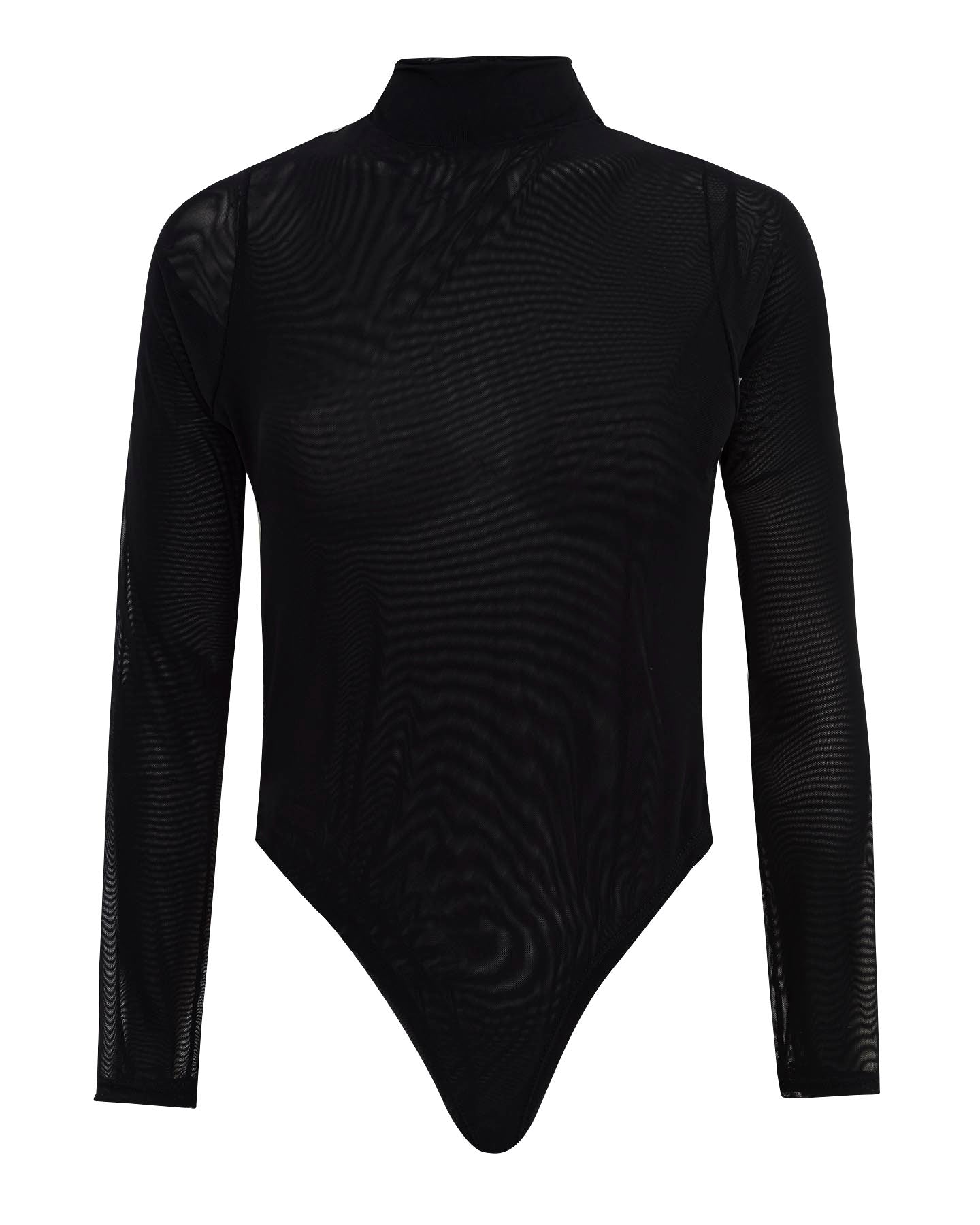 Body Noite Manga Longa Em Tule Preto